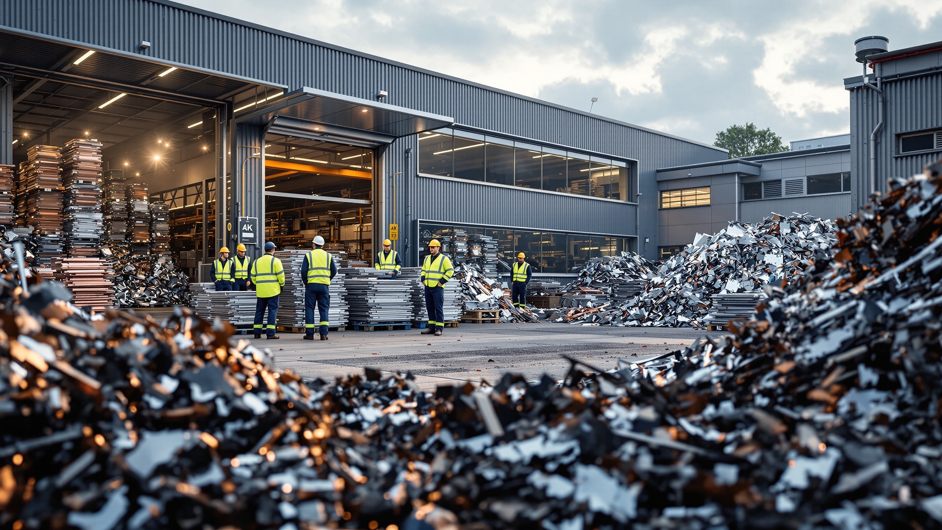 Professional scrap metal collection office with team member